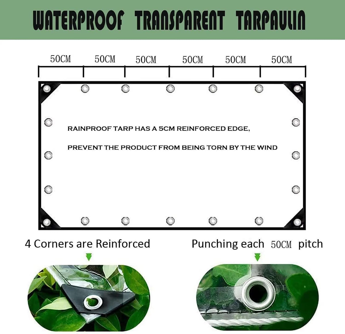 12' X 12' Clear Tarps Heavy Duty Waterproof PVC Vinyl 14 Mil Thick, Glass Tarpaulin with Metal Grommets, Protects Against Water, Tear, Cold Weather Resistan for Greenhouse Balcony Garden