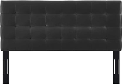 Modway Paisley Upholstered Tufted Faux Leather Full / Queen Headboard Size in Black