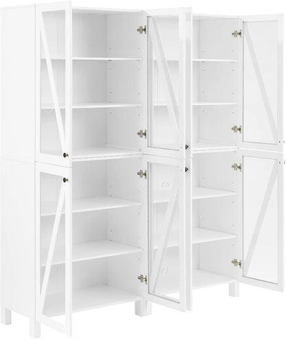Crosley Furniture Cassai 2-Piece Pantry Storage Cabinet Set with Shelves, Kitchen, Dining, or Laundry Room, White