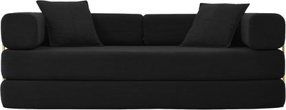 HANXIN 78 Inch Convertible Sleeper Sofa Bed, Folding Floor Mattress Couch with Fixed-Shape Frame, Futon Couch Lounge Loveseat with Pull Out Bed, No Assembly Required (Black)