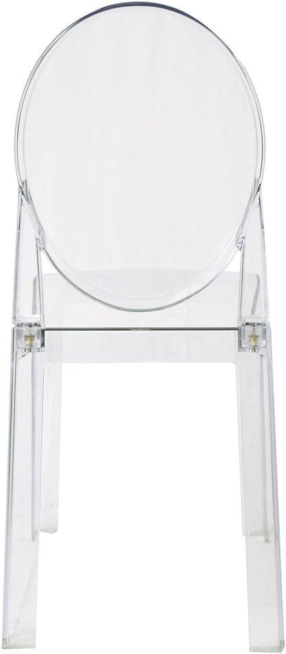 2xhome Ghost Dining Chair with Oval Back | Transparent Acrylic Accent Side Chair for Kitchen, Living Room, Vanity, or Event Seating | Non Stackable (Set of 2, Clear)