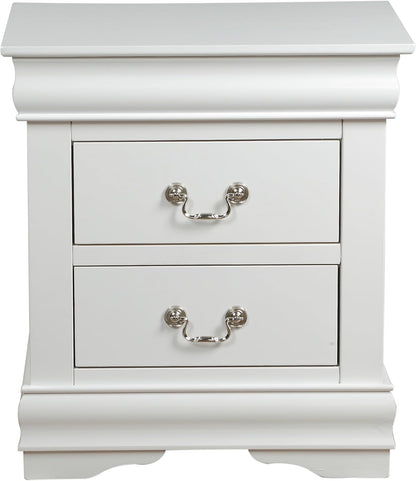 Knocbel Traditional Nightstand End Tables Side Table with 2 Drawers and Metal Handles for Bedroom Living Room Entryway, Fully Assembled, 21" W x 15" D x 24" H White