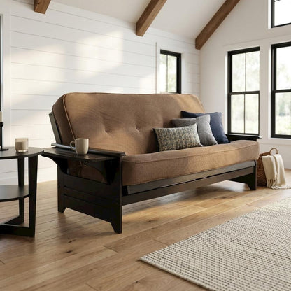 Starlight Canyon Home Brown Futons with 100% Polyester Fabric, Durable Frame, Stylish and Comfortable for Living Room, Guest Room, Modern Home Decor