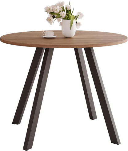 Zerifevni 34.6'' Round Dining Table Mid Century Modern Small Round Coffee Table, Saving Space (Walnut Table)