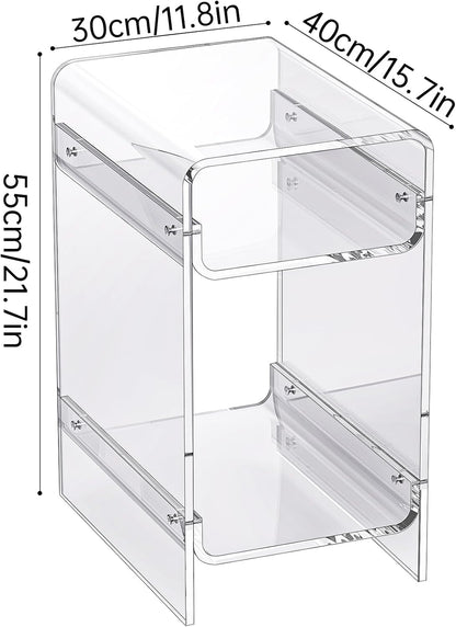 Clear Acrylic Side Table, Narrow Nightstand Bedside Table for Bedroom, Skinny Small End Table (Clear Wide, 11.8'' x 15.7'' x 21.7")