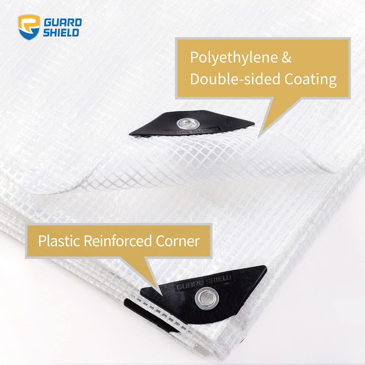 GUARD SHIELD Clear White Tarp Heavy Duty 12x12 Feet Waterproof for Greenhouse Outdoor Garden Poly Cover UV Resistant 3x3 Weave 10mil