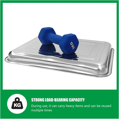 5 Pack Large Stainless Steel Seedling Trays, Heavy Duty Metal Water Catch Trays for Nursery Pots-Transplant, Seed Germination & Propagation Flats (17.5 inch×13.56 inch, 1.18" Height)