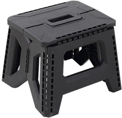 cdar Heavy Duty Plastic Folding Stool 400Lbs Capacity – Collapsible Step Stool with Non-Slip Base & Portable Handle for Camping, Kitchen, Fishing (10.43"x8.58" Foldable) Black