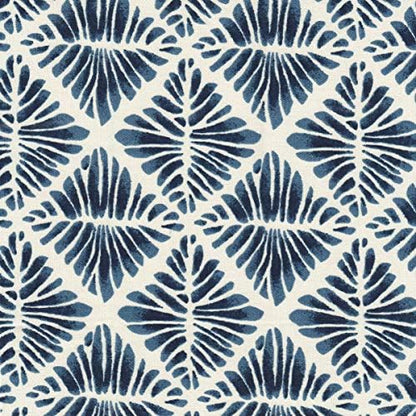 Homepop Home Decor | Upholstered Round Storage Ottoman | Ottoman with Storage for Living Room & Bedroom with Flared Legs, Navy Blue Geometric Pattern Large