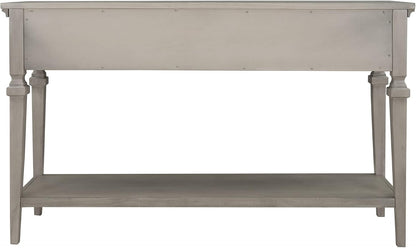 Knocbel 50" Retro Style Console Table Solid Wood Frame Sofa Table with Bottom Open Shelves and 3 Top Storage Drawers Entryway Table for Living Room, Coffee Bar, Hallway, Front Hall