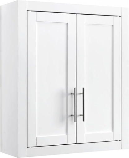 Crosley Furniture Savannah Wall Mounted Bathroom Storage Medicine Cabinet with Shelves, Snow