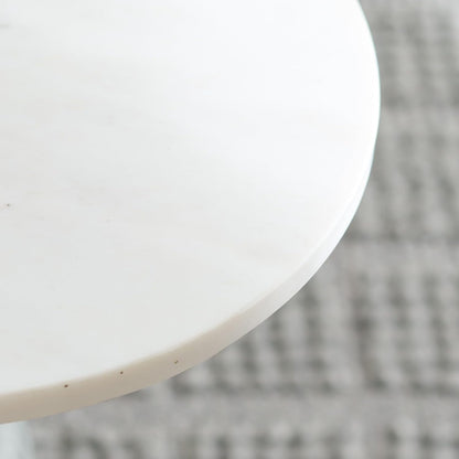 SAFAVIEH Home Collection - Paulon Round Side Table with White Marble Top & Cream Fluted Glass Base, Fully Assembled (ACC3216A)
