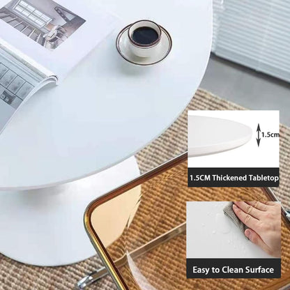 23.4" Tulip Dining Table, White, Perfect for 2-4 People, Mid-Century Modern Style, Round MDF Top with Sturdy Base for Dining Room, Living Room, Cafe