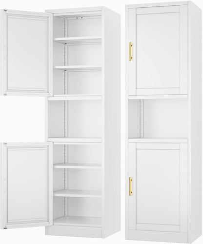 Ckzbx Tall Narrow Storage Cabinet 66.93" H Tall Bathroom Cabinets Metal Pantry Cabinet, 4 Adjustable Shelves for Kitchen, Home Office, Living Room, Dinning Room (16 inches Wide White)