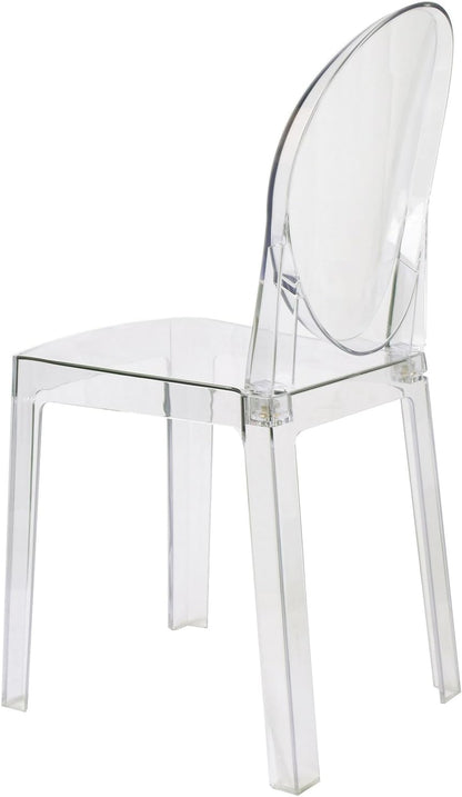 2xhome Ghost Dining Chair with Oval Back | Transparent Acrylic Accent Side Chair for Kitchen, Living Room, Vanity, or Event Seating | Non Stackable (Set of 2, Clear)