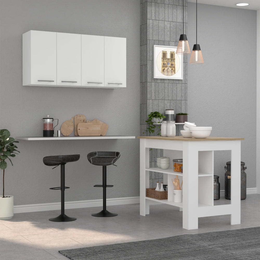5-Shelf 4-Door Kitchen Set with Island and Wall Cabinet | Includes 5 shelves and 4 doors for expanded storage capacity