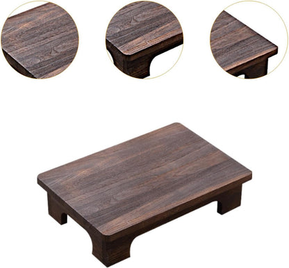 Low Wooden Tea Table, Elegant, Stable, Minimalist Stool, Lightweight Floor Table, Compact for The Windowsill in The Room, Brown, 40x28x10cm
