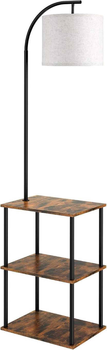 PARTPHONER Floor Lamp with Table, Night Stand with Lamp, Narrow Side Table with 3CCT LED Bulb, Small Coffee Table, Modern End Table with Storage Shelves for Living Room Bedroom Home Décor