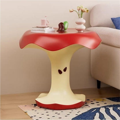 Resin Apple-Shape Side Table – Fruit Shaped Accent Table, Modern Small End Table for Living Room, Bedroom, or Entryway Décor, 18.9''W*19.7''H