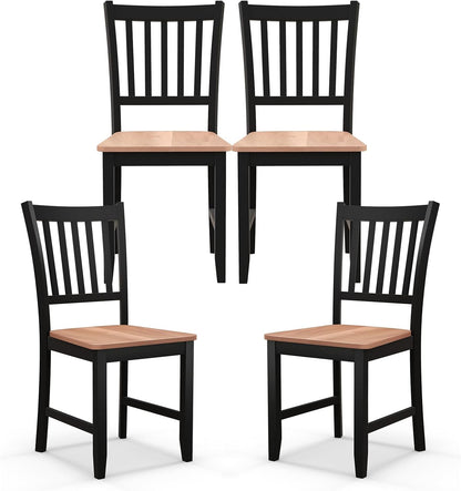 POWERSTONE Dining Chairs Set of 4, Wooden Windsor Kitchen Chair with Large Seat Spindle High Back for Kitchen and Dining Room, Black