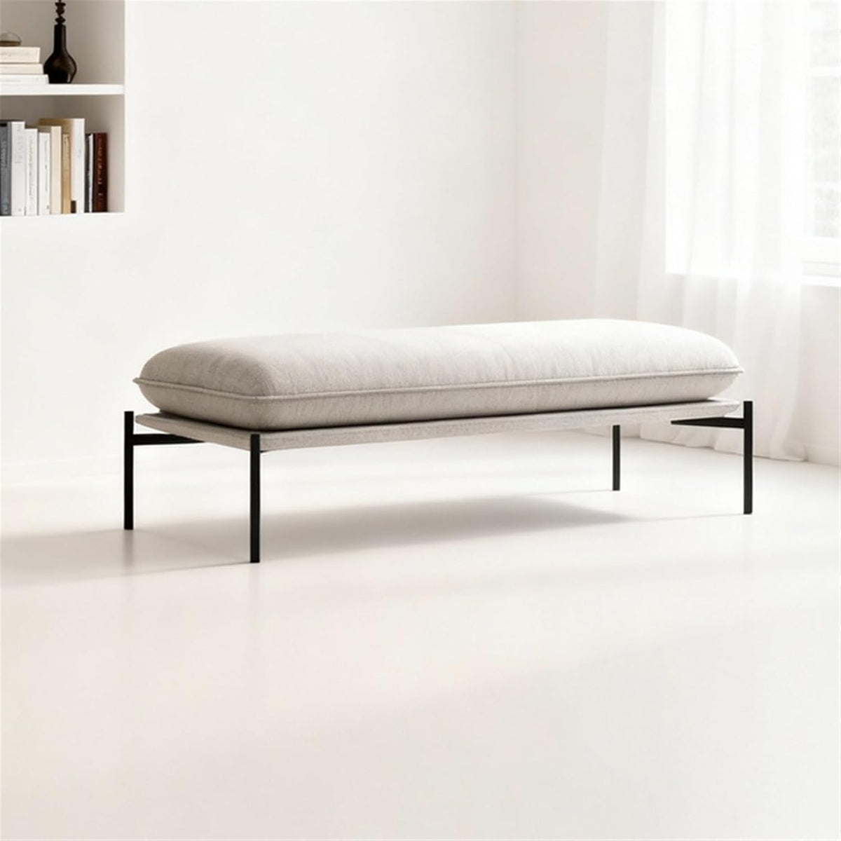 Modern Stainless Steel Bed end Stool Bedroom Resting Clothing Store Fabric Shoe Changing Entryway(Large)