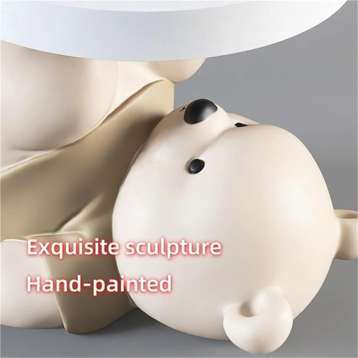 Bear Statue End Table, Round Side Table, Resin Sculpture Bedside Table, Small Space Saving Nightstand Couch Corner Stand Bedroom, Accent Table for Living Room(Gold)