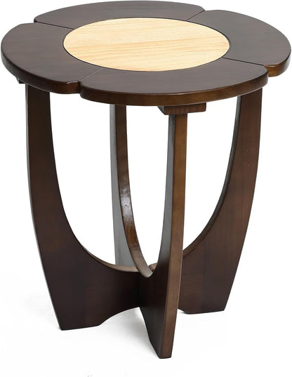 LuxenHome 18" Round Side Table, Mid-Century Modern Wood End Table with Criss-Cross Legs, Color Block Accent Bedside for Living Room, Bedroom Nightstand, Small Space Coffee Table