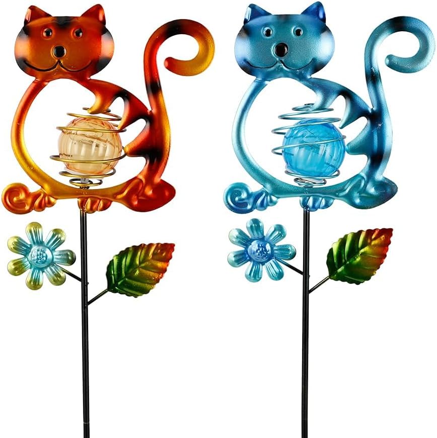 Solar Garden Lights Outdoor Decor,26.4''H Cat Figurine Lights,Waterproof Decorative Garden Stakes for Lawn Patio Pathway, Cat Lover Gifts for Mom Women Birthday Christmas