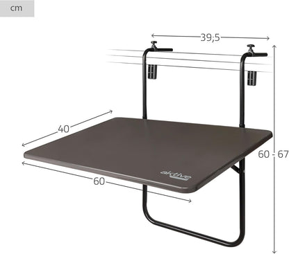 AKTIVE Folding Balcony Table, Grey, 61034