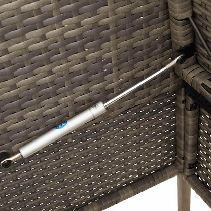Gray Poly Rattan Patio Storage Bench with Cushion, Outdoor Seat with Waterproof Bag and Gas Spring