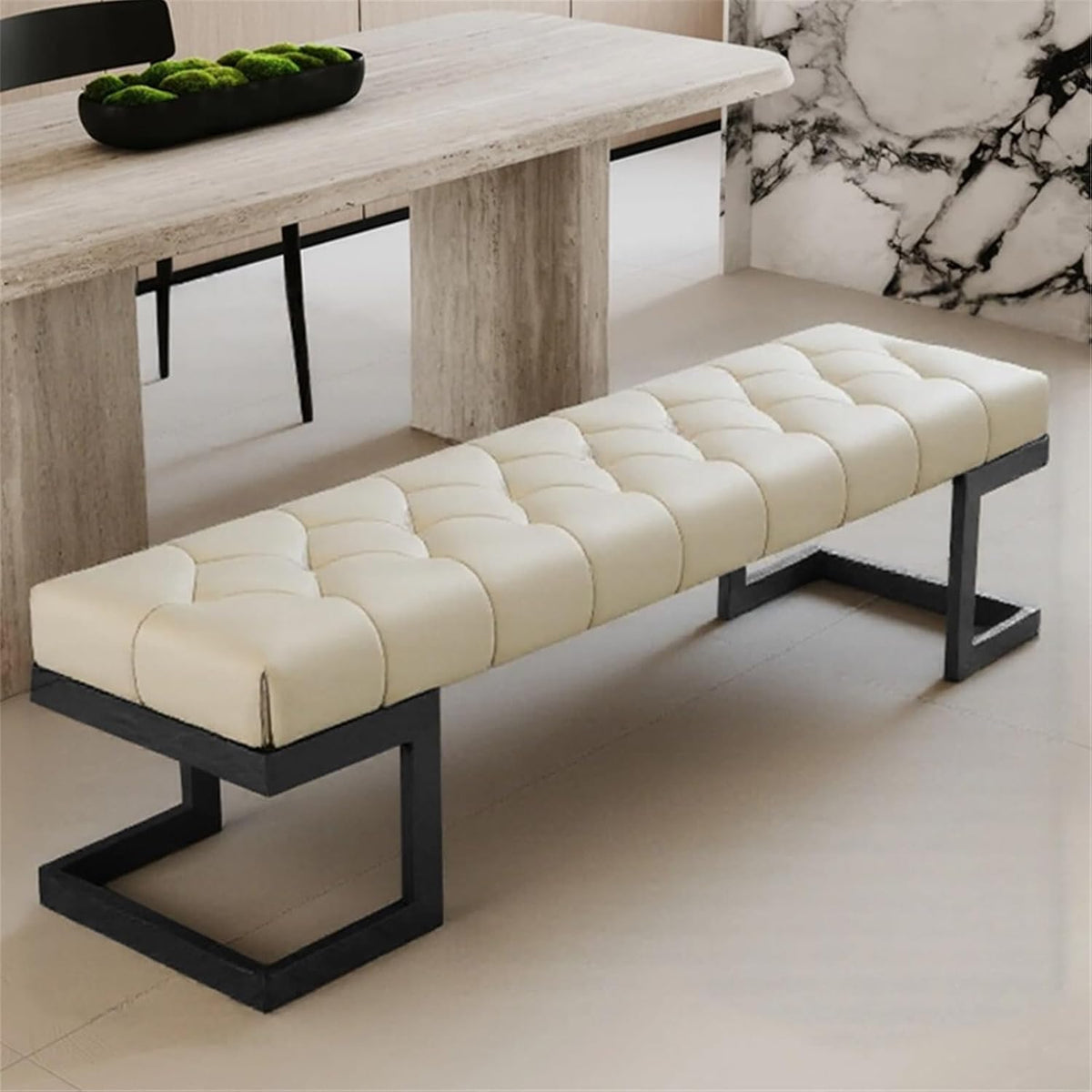Modern Leather Bed end Stool Bedroom Dressing Room Living Shoe Changing Entryway(Small)