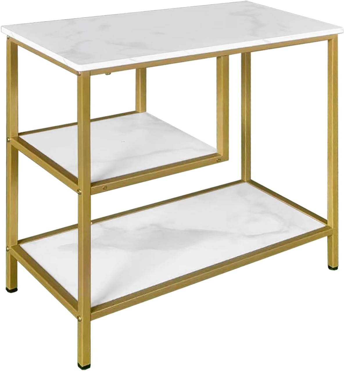 AT-VALY End Table Set of 2, 3-Tier Small End Table, Nightstand for Living Room, Bedroom, Office, Bathroom (Gold)