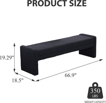 Chifee & Vingol 66.9" W Modern Living Room Bench Upholstered Bedroom Benches End of Bed Bench for Entryway, Dining Room and Living Room,Black
