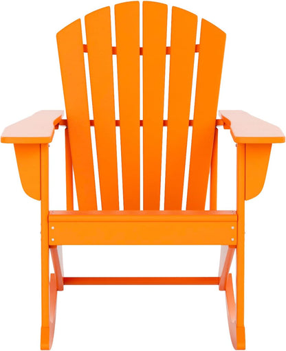 WestinTrends Dylan Outdoor Patio Poly Plastic Adirondack Rocking Chair, Orange