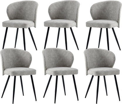 Dining Chairs Set of 6, Sturdy Metal Legs, High-Resilience Sponge, Non-Scratch Pads, for Kitchen, Dining Room, Living Room