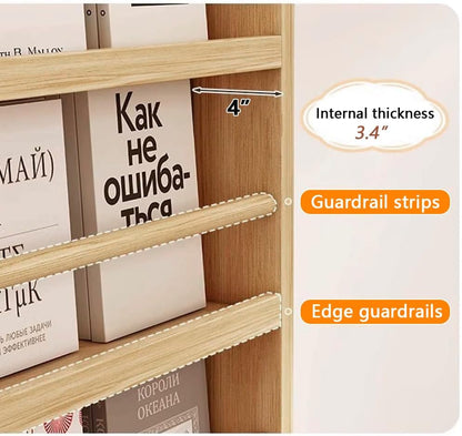 70.1" Tall Behind-The-Door Bookshelf - Open-Shelf Wooden Floor Bookcase with Perforated Board | 4/6/8 Inch, Multi-Purpose Display Storage Organizer White-Wood 31.5×4×70.1"