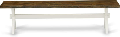 East West Furniture XB077 X-Style Modern Dining Bench with Wooden Seat, 72x15x18 Inch, Multi-Color