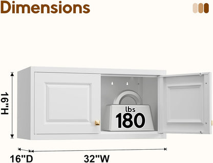 UNICOLY 15.74" H Wall Mounted Storage Cabinet, Kitchen Pantry Cabinet, Small Hanging Cabinet for Dining Room, Bathroom, Laundry Room Alacena para Cocina, Assembly Required, White