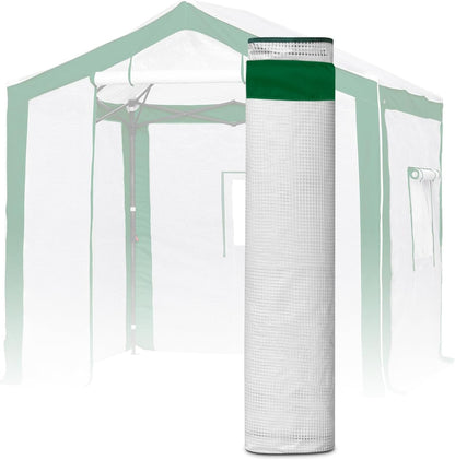 EAGLE PEAK Replacement Cover for 8x6 Portable Pop up Greenhouse with Polyester Reinforced Corners, Front Roll-Up Zipper Entry Door and 3 Large Roll-Up Side Windows (Frame Not Included), Green/White