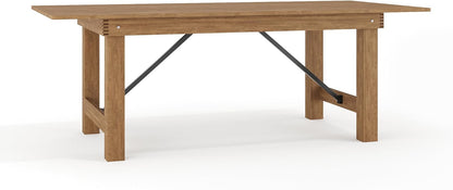 Flash Furniture Hercules Series 7' x 40" Rustic Solid Pine Folding Dining Table, Rectangular Antique Farmhouse Dining and Event Extension Table