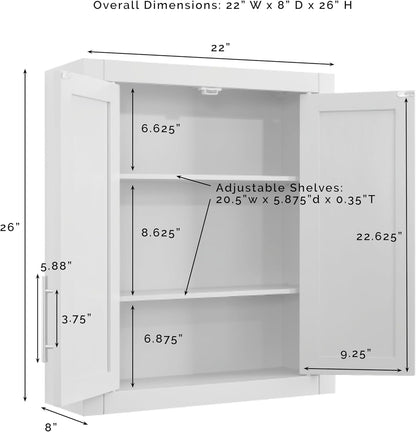 Crosley Furniture Savannah Wall Mounted Bathroom Storage Medicine Cabinet with Shelves, Snow