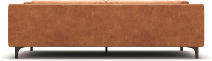 Valencia Mary Leather Couch 93" | Top Grain Nappa 11000 Leather Wide Seat, Solid Wood Frame, Plush Cushioning, Top-Stitched French Seams, Saddle Tan