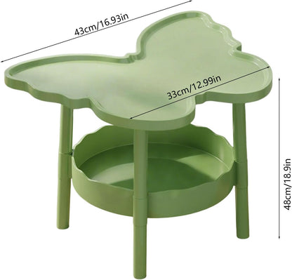 Bedroom Side Table,Curved End Table Small Night Stand with 2 Layer Storage Space for Bedroom,Living Room,Bed Side Tables Easy to Move and Install, Nightstands for Small Space, Butterflies Shaped