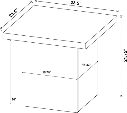 Coaster Home Furnishings - Devar - Wood - Square End Table with Thick Top, Plinth Base, and Blocky Frame - Living Room - 23.5-Inch - Black - 706277