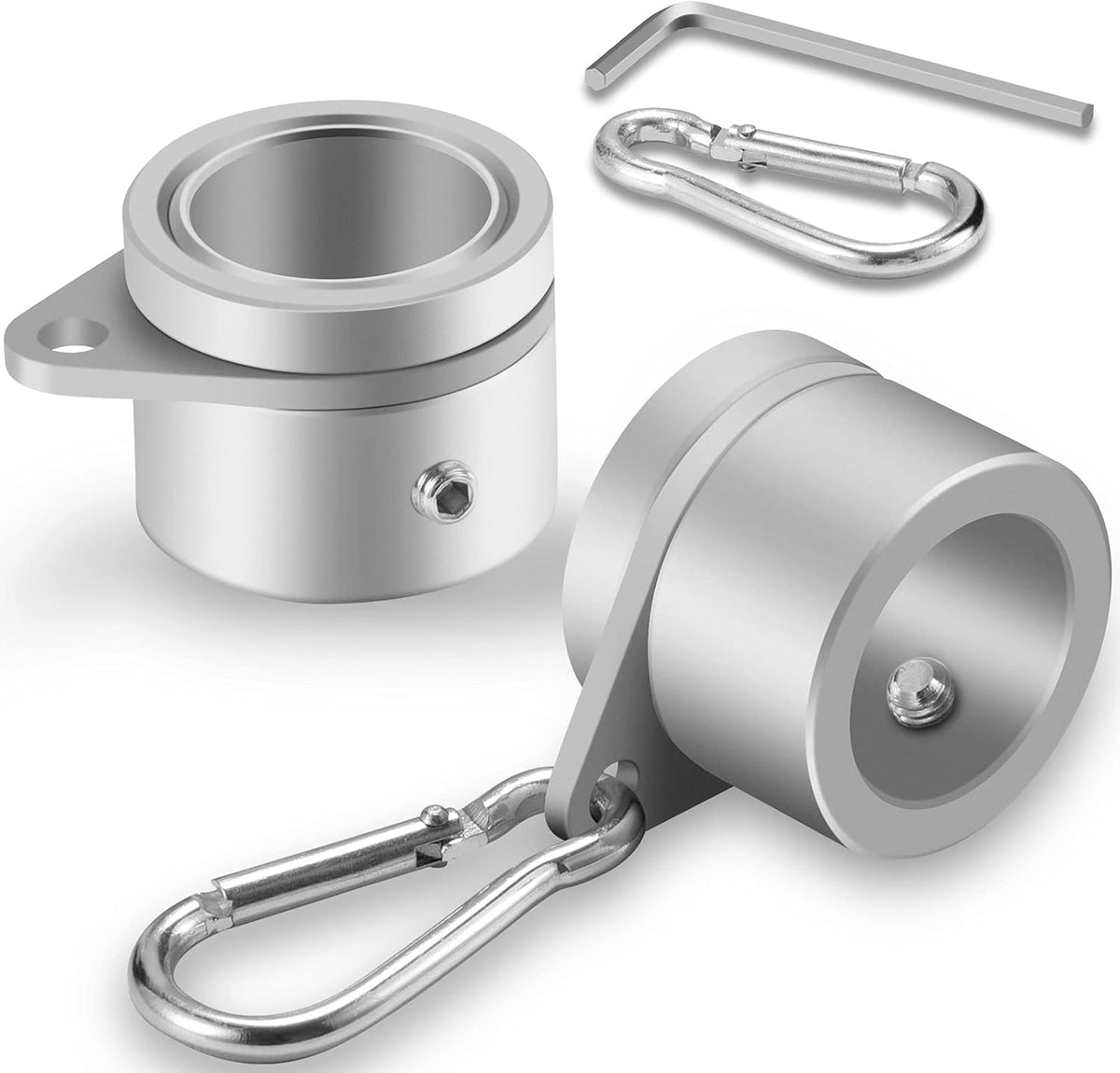 1.25" Flag Pole Rings, 2 Pcs Anti Wrap Flag Pole Clips Swivels, 360° Rotating Flagpole Mounting Rings, Aluminum Alloy Spinning Flag Pole Kit Parts for 1.02-1.25" Diameter (1.25 Inch, Silver)