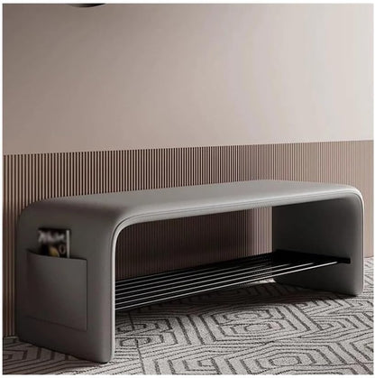 Modern Doorway Shoe-Changing Stool Shoe Cabinet Storage Two-Purpose Bedroom Simple Bedside Bench for Sitting Entryway(Gris,Medium)