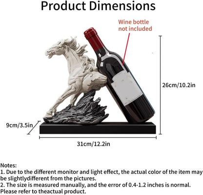 Artistic Horse Wine Rack Sculpture, Resin Countertop Wine Holder, Decorative Bottle Display for Bar, Kitchen Counter, Entryway, Living Room Decor(Yellow)
