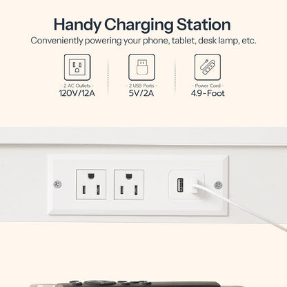 HOOBRO Side Table with Charging Station and USB Port, Small End Table for Small Space, 3-Tier Nightstand with Adjustable Shelf, for Living Room, Bedroom, White WW112BZ01