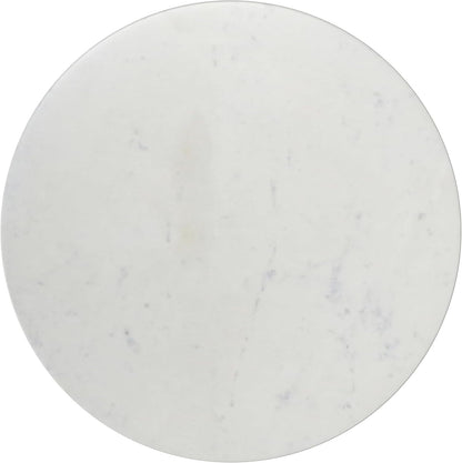 SIMPLIHOME Maxine Side Table - 18 inch Wide Genuine Marble Top Round Accent Table in Black/White, Modern End Table or Metal Table with Black Base for Living Room or Bedroom, Assembled