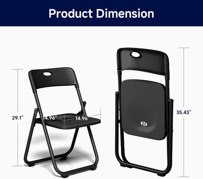 10 Pack Black Plastic Folding Chairs, Lightweight Foldable Chair with 350lbs Capacity, Portable Seat with Sturdy Steel Frame for Indoor & Outdoor Use